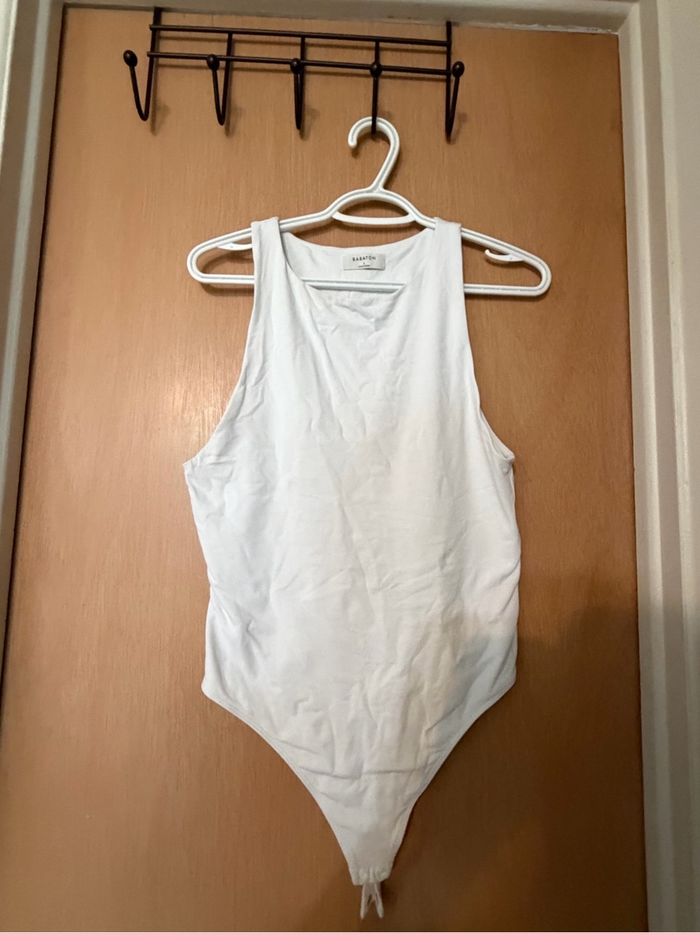 Babaton Cream Ribbed Tank Bodysuit